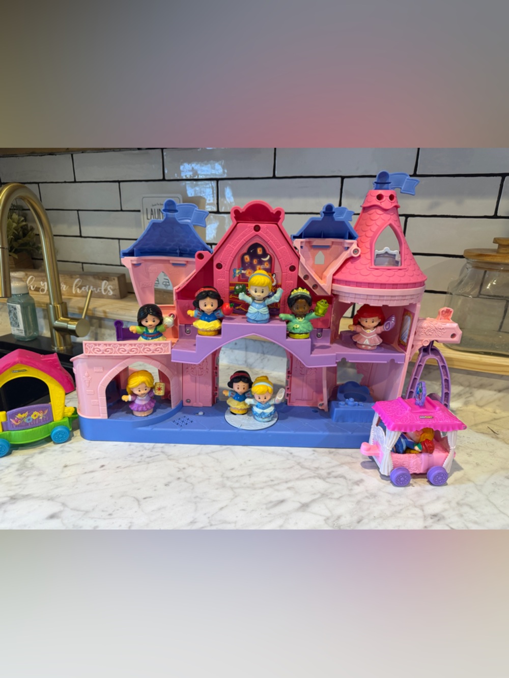Kids Pink and Purple Princess Castle Playset with Mini Dolls - Picture 5 of 7